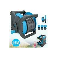 Furtun de gradina cu suport, 15M, gri/albastru HP-122